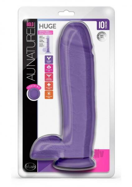 Au Naturel Bold Huge Dildo 10 In. Purple