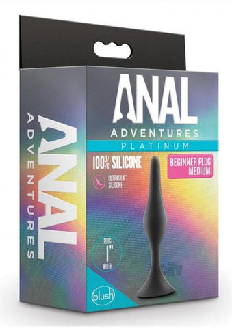 Anal Adventures Platinum Silicone Beginner Plug Medium Black