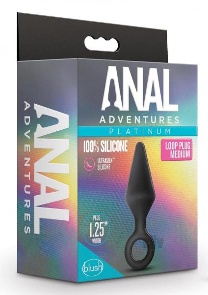 Anal Adventures Platinum Silicone Loop Plug Medium Black