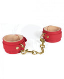 Spartacus Red Pu Wrist Cuffs With Plush Lining