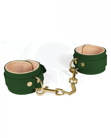 Spartacus Green Pu Wrist Cuffs With Plush Lining