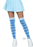 Argyle Knit Over The Knee Socks Os Blue