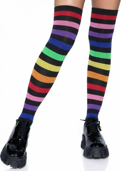 Acrylic Rainbow Thigh High Socks Os