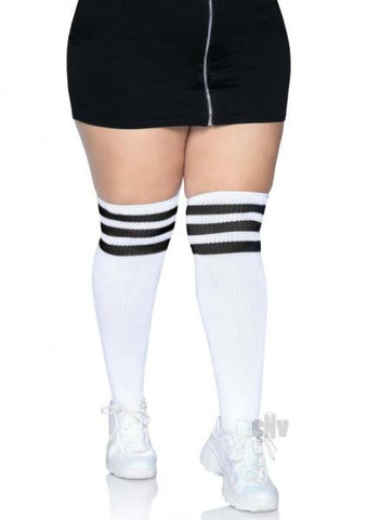 Over The Knee Athl Socks 1x/2x Wht/blk