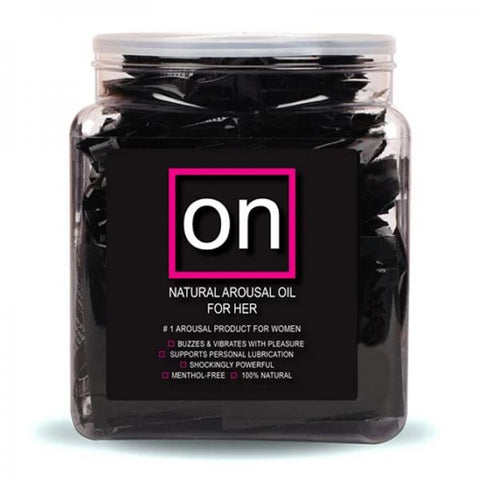 On For Her Arousal Gel Single Use 100 Packet Tub Asst. Flavor