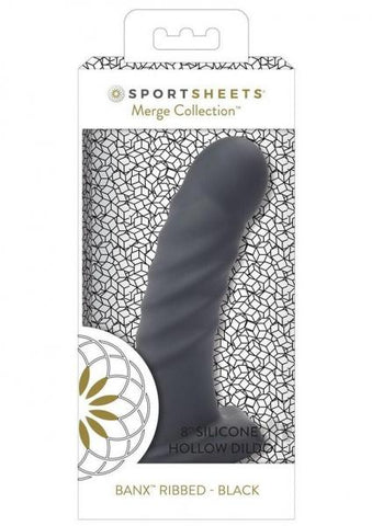 Banx Ribbed Hollow Dildo Black