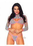 Rainbow Fishnet Bikini 3pc Set Os