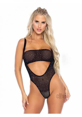 Rhinestone Mesh Bandeau/body Os 2pc Blk