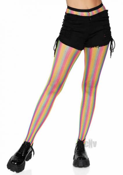 Neon Rainbow Stripe Pantyhose Os