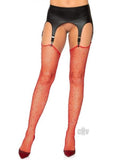 Rhinestone Fishnet Stockings Os Red