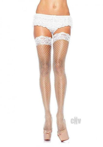 Spandex Indust Net Thigh Highs Os Wht