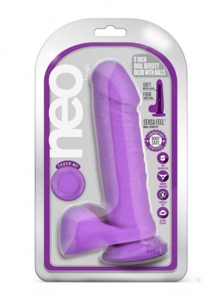 Neo Dual Density Dildo 8` Neon Purple