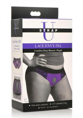 Strap U Lace Envy Crotchless 3xl Purple