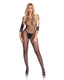 Pink Lipstick Risqué Crotchless Bodystocking Black S/m