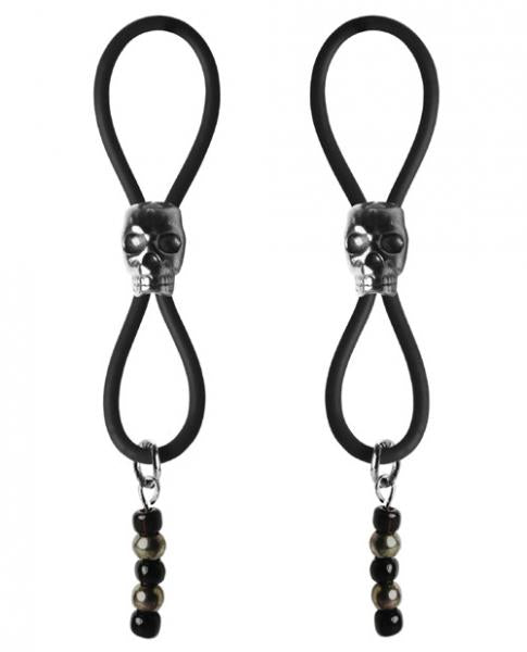 Bijoux De Nip Nipple Halos Black Skull Slider Black Silver