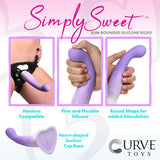 Curve Toys Simply Sweet 7" Slim G Spot Silicone Dildo - Purple/white