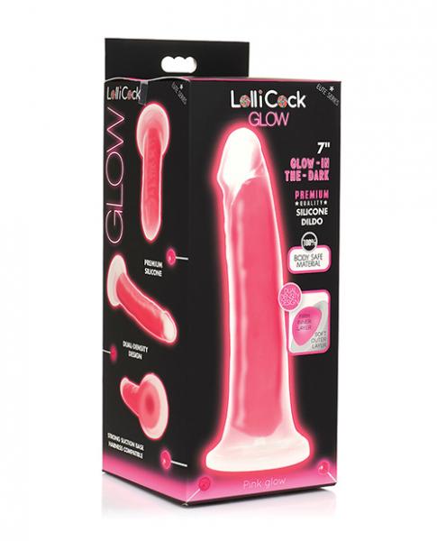 Curve Toys Lollicock 7" Glow In The Dark Silicone Dildo - Pink