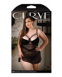 Curve Emily Strappy Chemise With Molded Cups & G-string Black 1x/2x