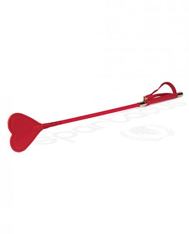 Spartacus Pu Riding Crop W/plush Heart Shape Tip - Red