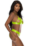 Magic Silk Strap Tease Bra & Crotchless Panty Set Yellow L/xl