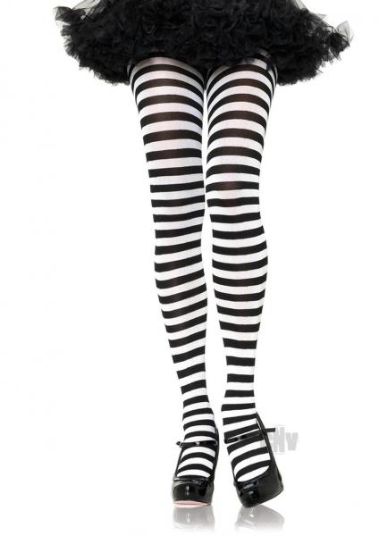 Striped Tights Plus Black/white