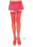 Sheer Thigh High With Lace Top Os Red