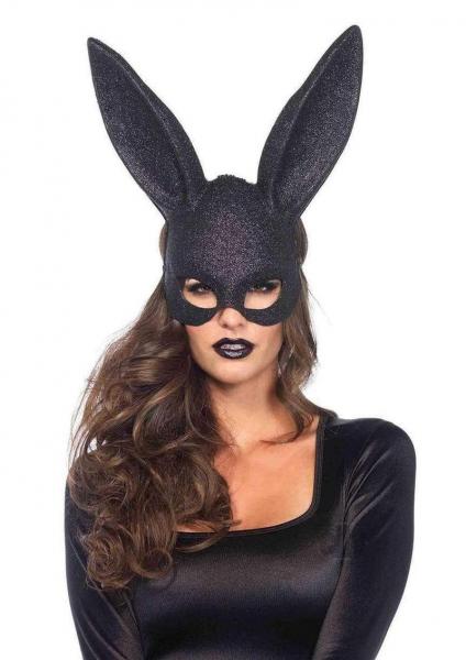 Glitter Masquerade Rabbit Mask 6bx Black