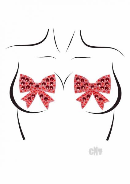 Rhinestone Bow Nipple Os Red