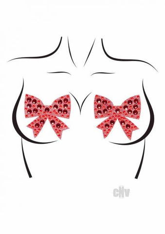 Rhinestone Bow Nipple Os Red