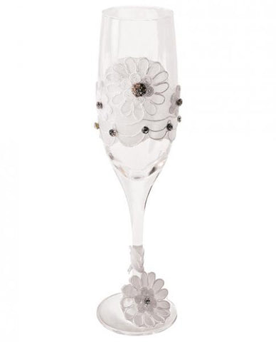 Bride To Be Champagne Glass with White Lace Trim