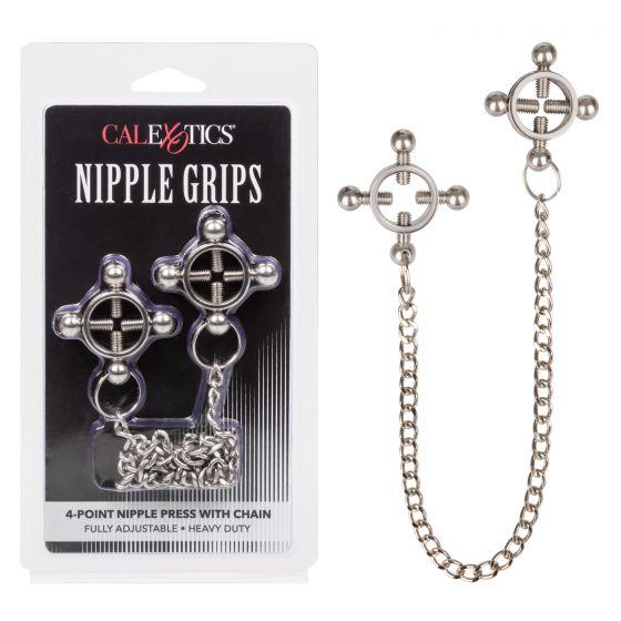 Nipple Grips 4 Point Nipple Press W/chain - Silver