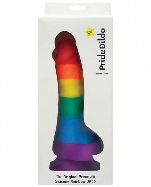 Pride Dildo with Balls Silicone Rainbow