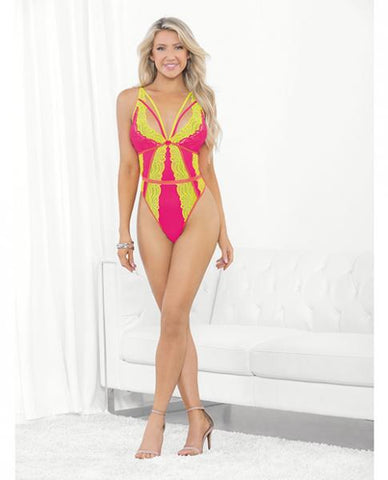 Festival Wear Strappy Teddy W/brazilian Back Neon Md