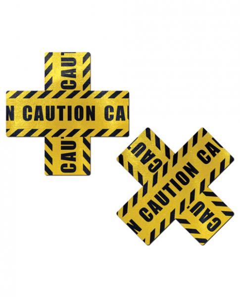 Pastease Caution Cross X Black Yellow Pasties O/S