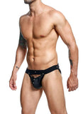 Male Basics Dngeon Peekaboo Jockstrap Black O/s (hanging)