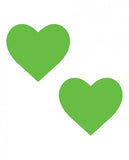 Neva Nude Temperature Reactive Heart Pasties - Neon Green