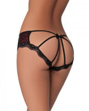 Cage Back Lace Panty Black Red L/XL