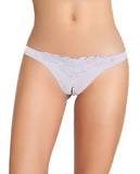 Crotchless Thong with Pearls White O/S