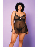 Soft Mesh Babydoll & G-string Black 1x