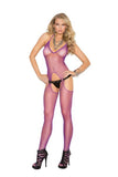 Fishnet Suspender Bodystocking O/S Purple