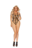 Sheer Leopard Teddy W/ Strappy Detail Queen