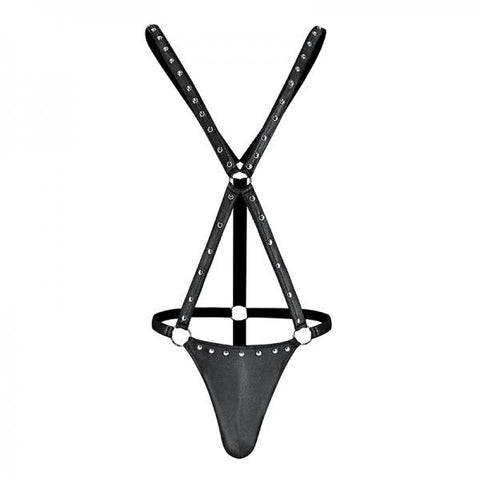 Male Power Fetish Warrior Criss-cross Body Harness Black L/xl