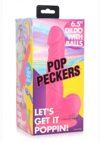 Pop Peckers Dildo W/balls 6.5 Pink