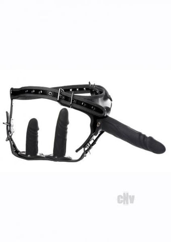 Strict Dbl Pen Strap On Harness Black