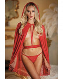 Allure Lace & Mesh Cape W/attached Waist Belt (g-string Not Included) Red O/s