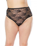 Stretch Lace High Waist Thong Black Os/xl