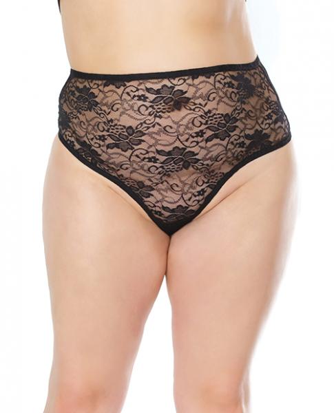 Stretch Lace High Waist Thong Black Os/xl