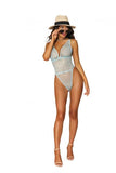 Dreamgirl Fishnet And Lace Corseted Back Teddy Mint O/s