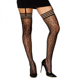 Dreamgirl Animal Print Fishnet Thigh-high Stockings Black O/s