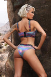Fantasy Lingerie Vibes Love Is Love Underboob Cut Out Top & Cheeky Panty Rainbow Holo L/xl